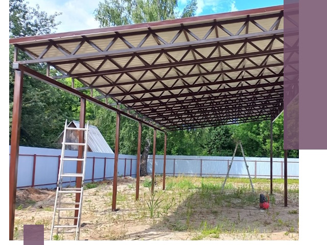 Односкатные навесы под ключ в Новосибирске — изготовление и монтаж