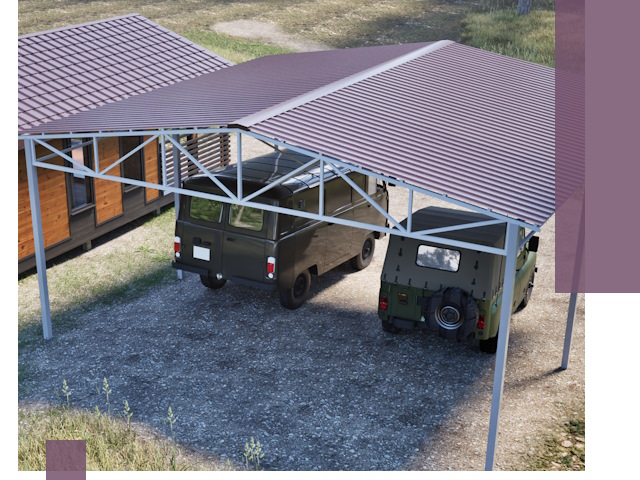 Двускатные навесы под ключ в Новосибирске — изготовление и монтаж