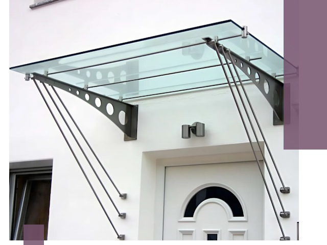 Козырьки над входом под ключ в Новосибирске — изготовление и монтаж