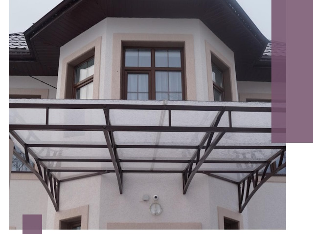 Козырьки из поликарбоната под ключ в Новосибирске